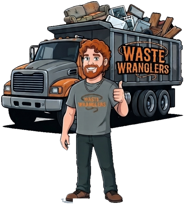 Waste Wranglers PA owner standing in front of a loaded dump truck